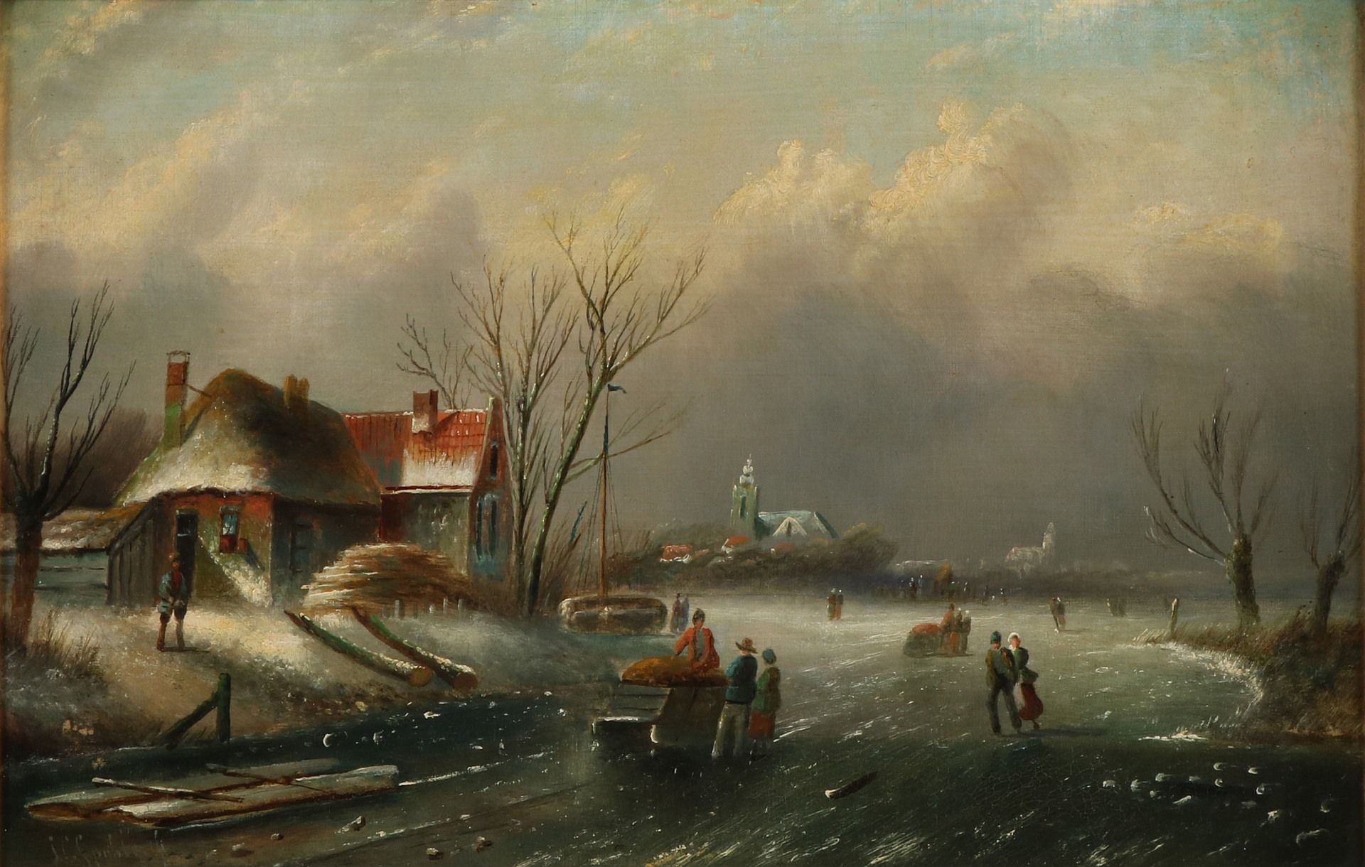 Zwei Werke von Jacob Jan Coenraad Spohler (1837-1922). Niederländischer Winter, Eisspaß mit Figu - Image 3 of 7