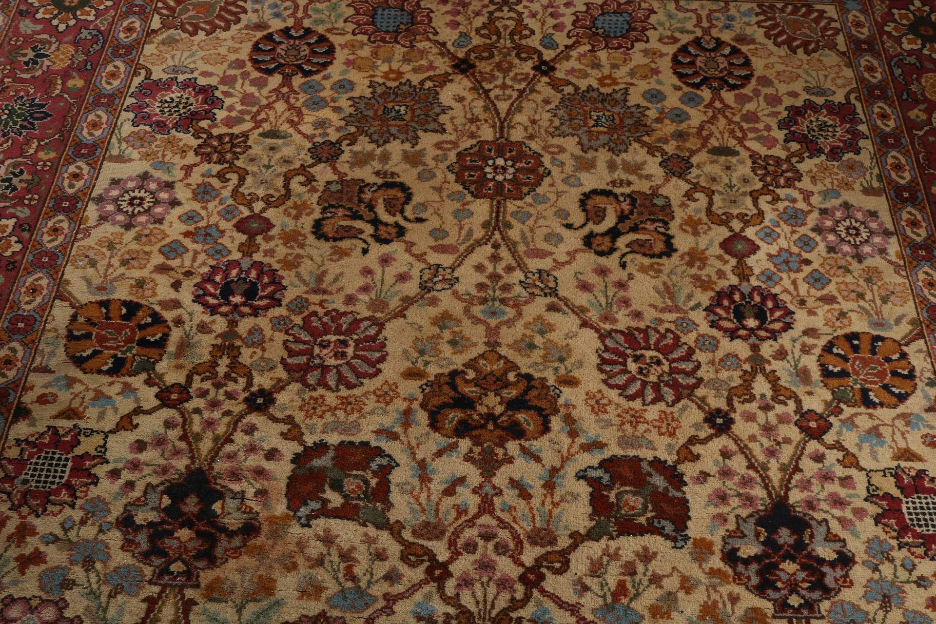 Handgeknüpfter Perserteppich, vollständig verziert mit Blumendekor in den Farben Rot / Beige 200x - Image 2 of 3