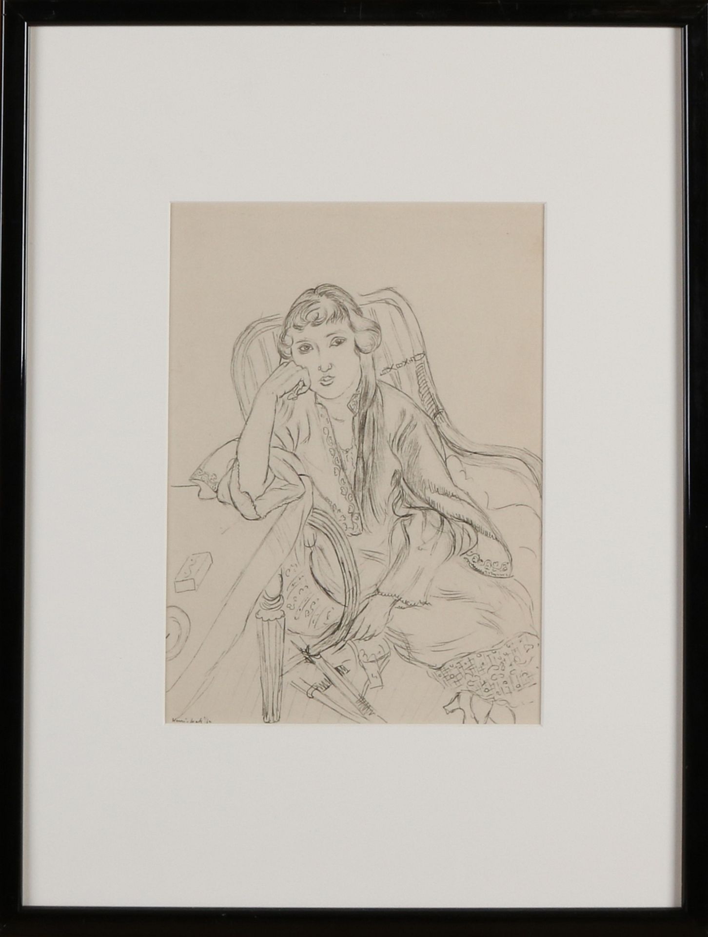 Henri Matisse. Betonung. Sitzende Frau. Lithographie auf Papier. Abmessungen: H 23 x B 17 cm.