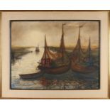 Willem Paerels. 1878 - 1962. Belgische Schule. Fischerboote in einer Bucht in der Nähe der Düne