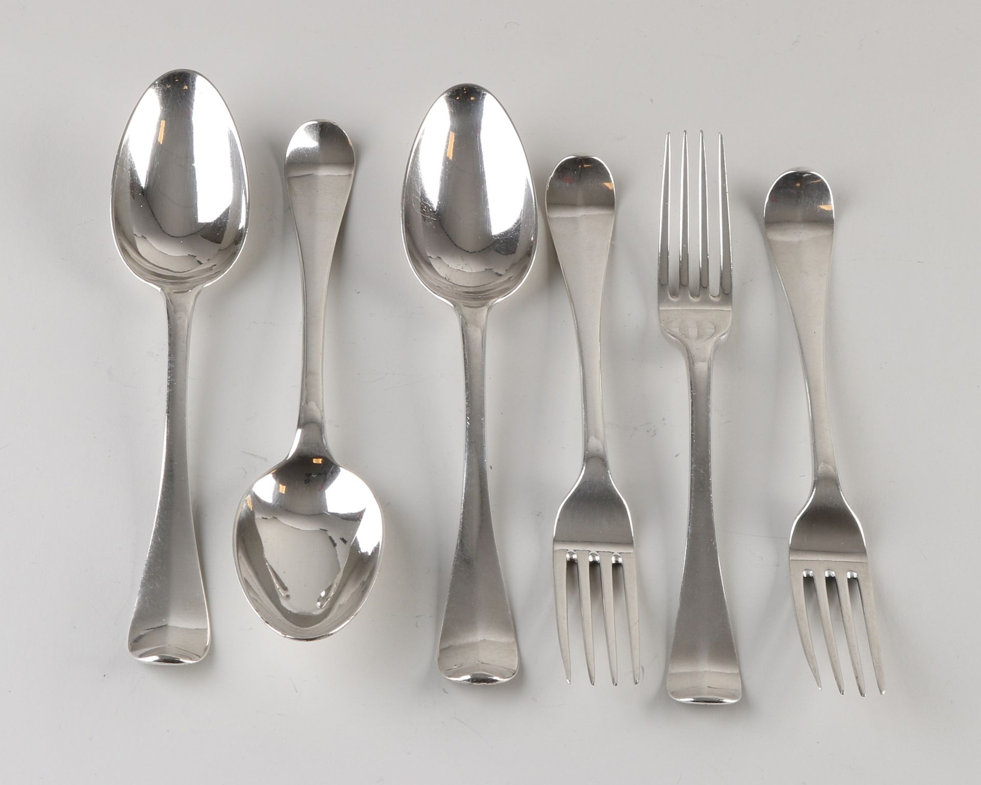 Three silver place settings, 1797