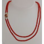 Necklace red coral with gold lock