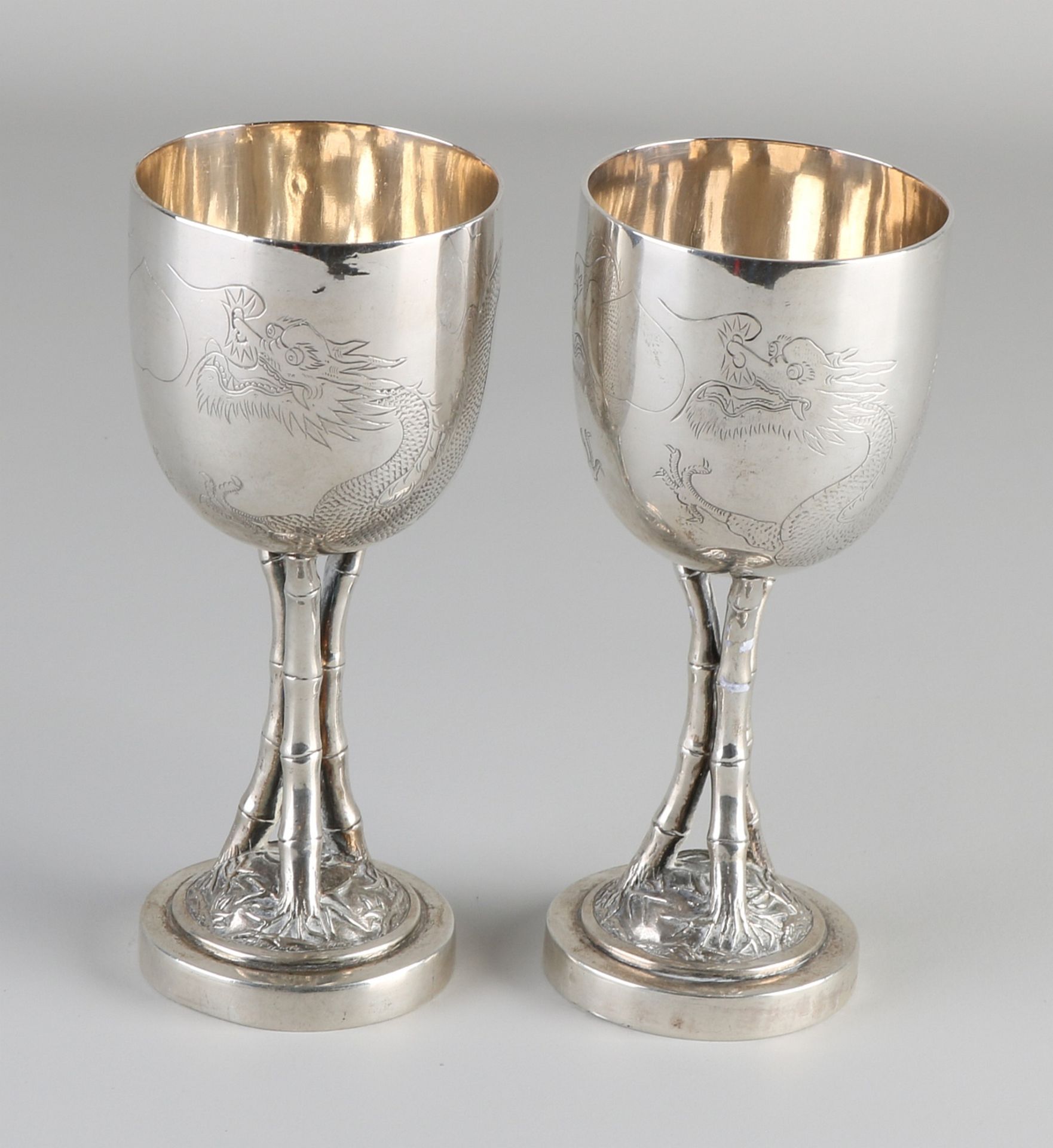 2 Chinese silver Tuck Chang chalices - Bild 4 aus 4