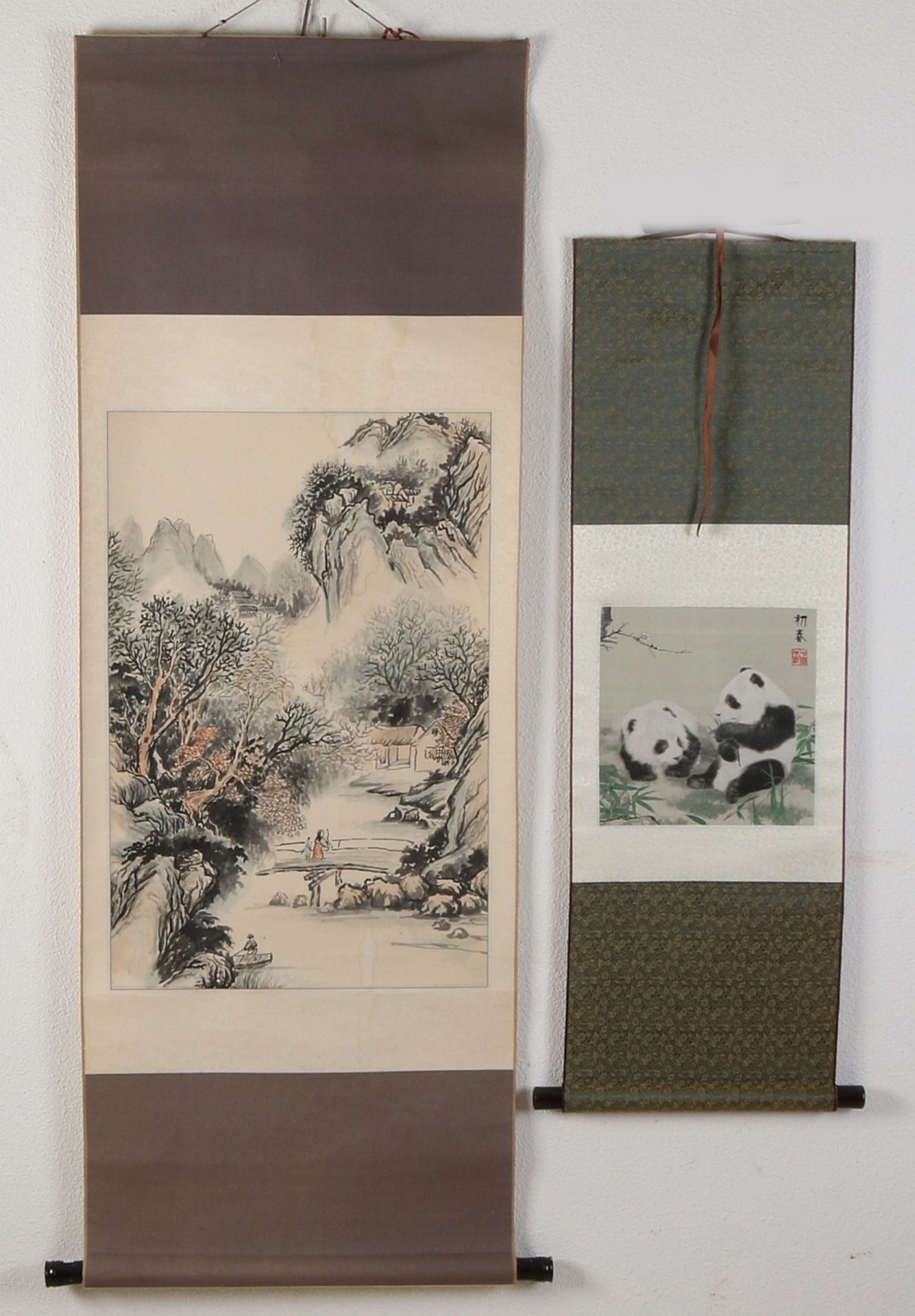 two old Chinese scroll paintings