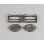 Pair of silver buckles and pair of calf buckles