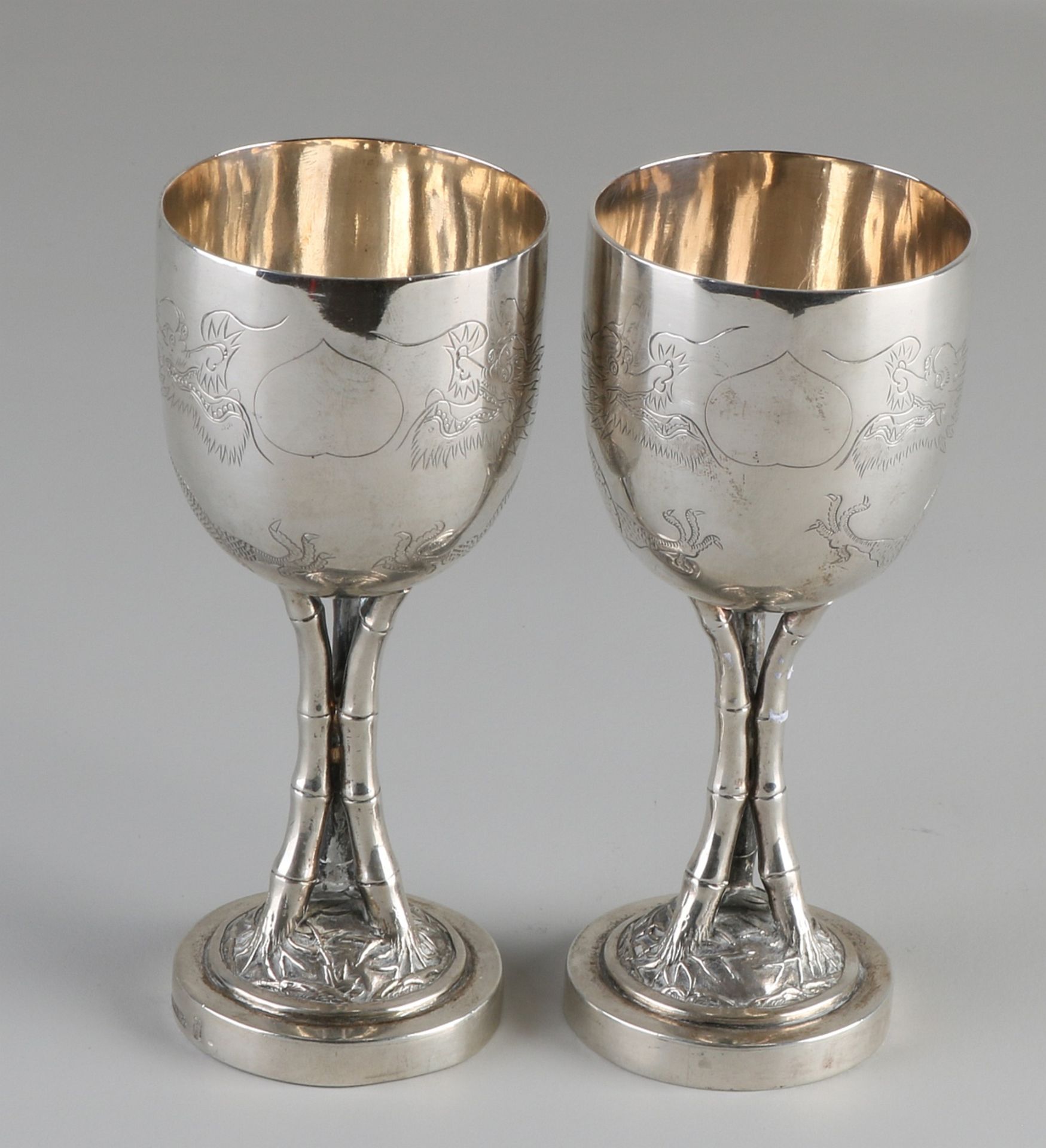 2 Chinese silver Tuck Chang chalices - Bild 2 aus 4