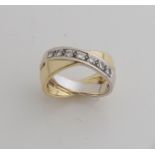 Gold double ring with diamond