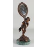 Antique bronze figure with mirror, 1900