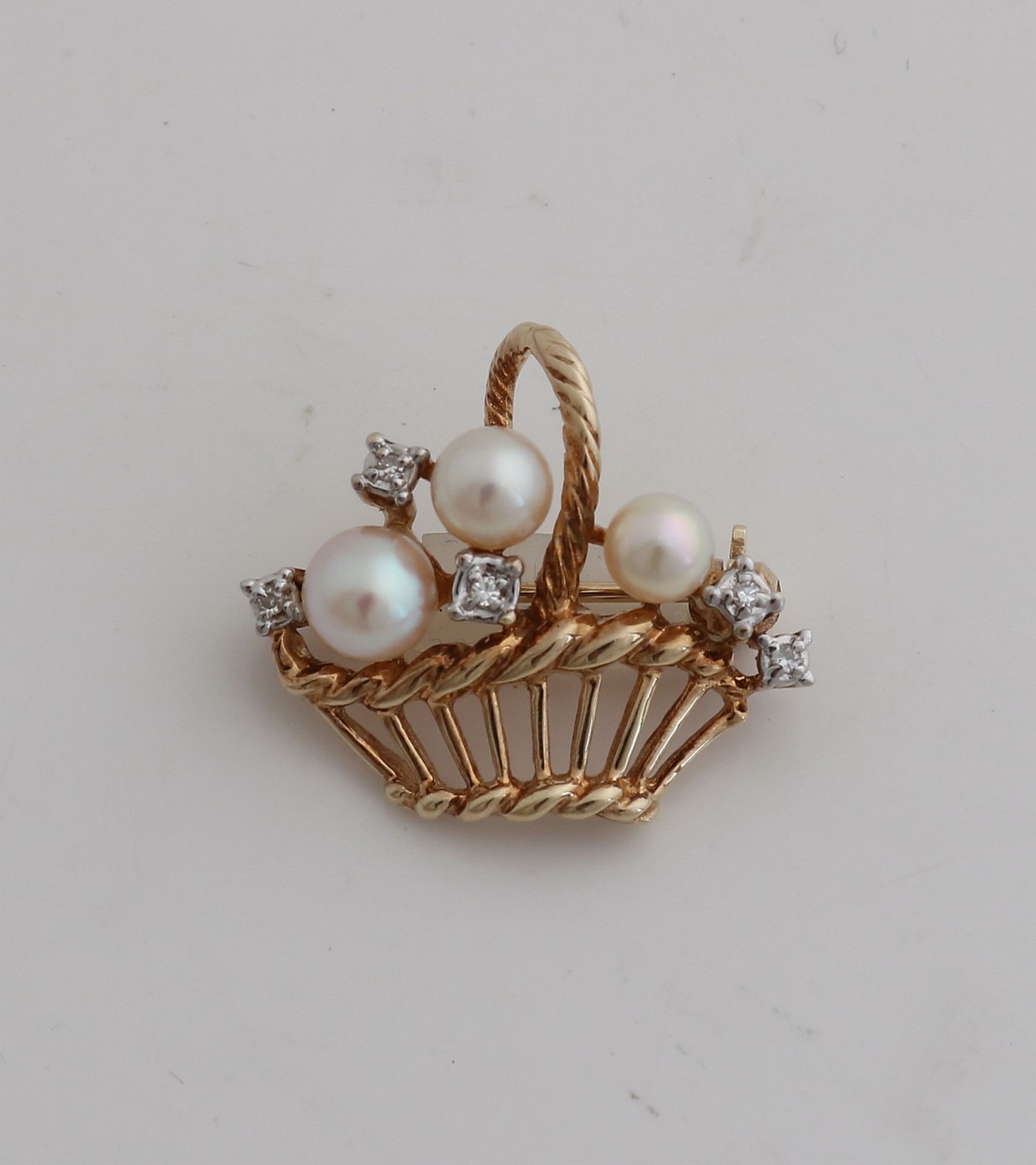 Gold brooch, basket of pearls - Bild 2 aus 2