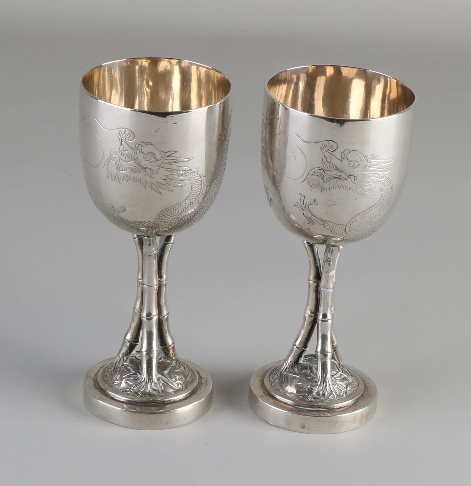 2 Chinese silver Tuck Chang chalices - Bild 3 aus 4