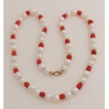 Pearl / coral necklace