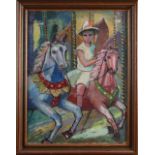 Unclear. signed, Child on carousel horse