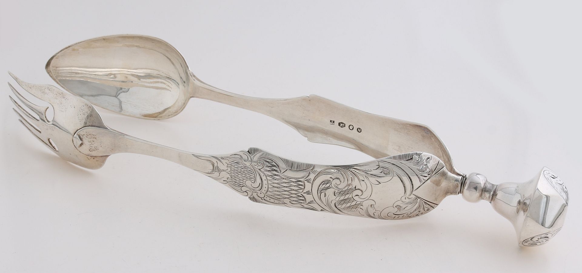 Silver snake tongs, 1847