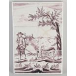 Tile panel, Farmer with cow