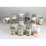 Ten German beer mugs