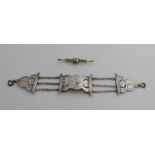 Silver bible clasp bracelet and brooch