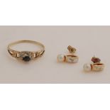 Set with gold ring & stud earrings