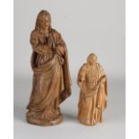 Two wooden Mary statues
