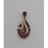 Pendant with amethyst and diamond