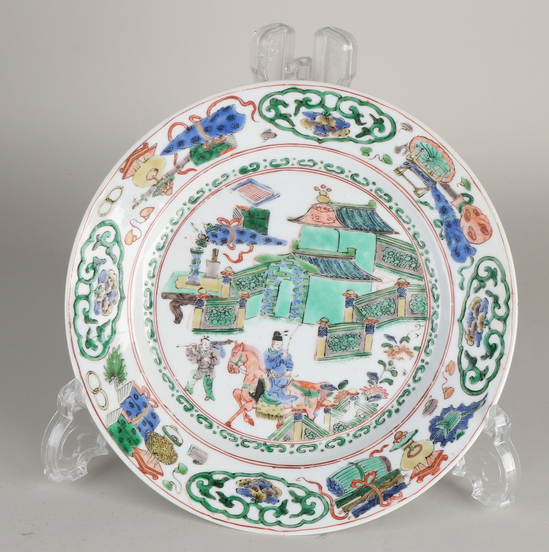Chinese Kang Xi - Family Verte plate Ø 21.5 cm.