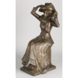 Antique bronze figure, Lady with hat