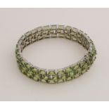 Silver bracelet with green zirconia's