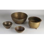 Four bronze / brass bowls