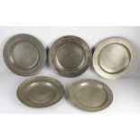 5 Large antique pewter dishes