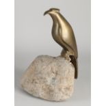 Bronze figure, Bird on stone