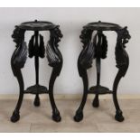 Two wood-carved stools, 1870