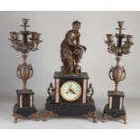 Antique marble clock set