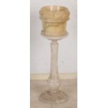 Alabaster pedestal + flower pot