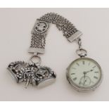 Silver chatelaine + watch