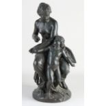 Bronze figure, Nude lady with Amor