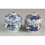2 Chinese Imari lidded jars
