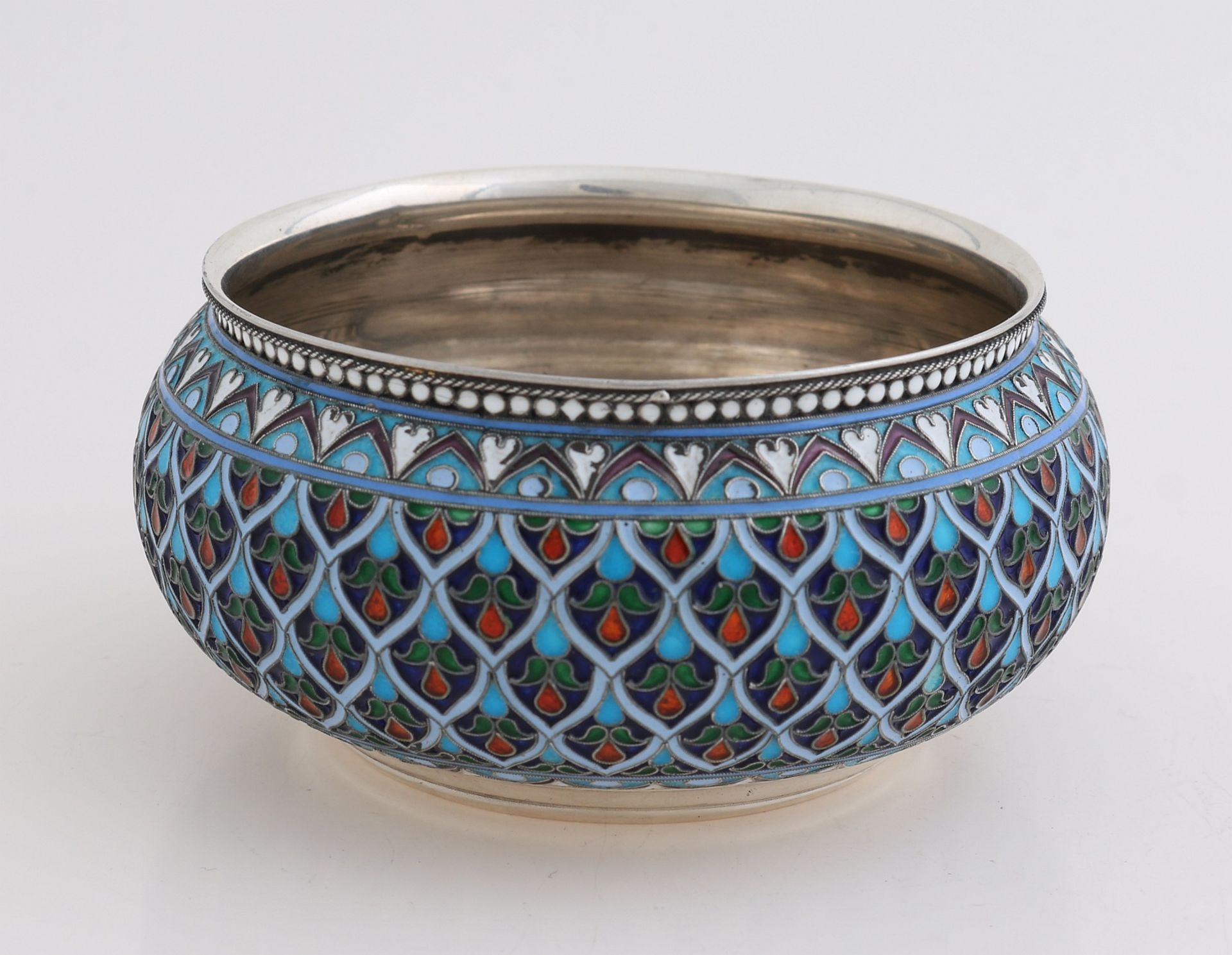 Silver bowl with enamel, Russian - Image 2 of 3