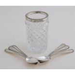 Spoon vase with silver spoons