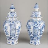 2 Delft covered pots