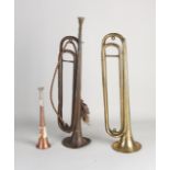 Three antique trumpets