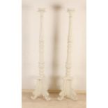 2x Wooden candlesticks