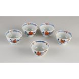 5 Chinese Imari cups and saucers