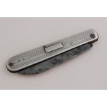 Antique folding knife with silver handle