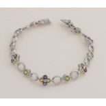 Silver bracelet with gemstones