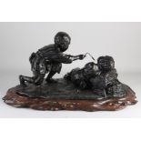 Bronze sculpture, Japanese children