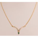 Gold choker with emerald and diamond