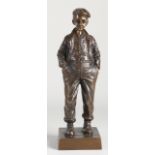 Bronze sculpture, Peasant boy with hands in his pocket