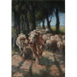 Ludwig Klerkmann, Peasant Woman with Cattle on a Sandy Path