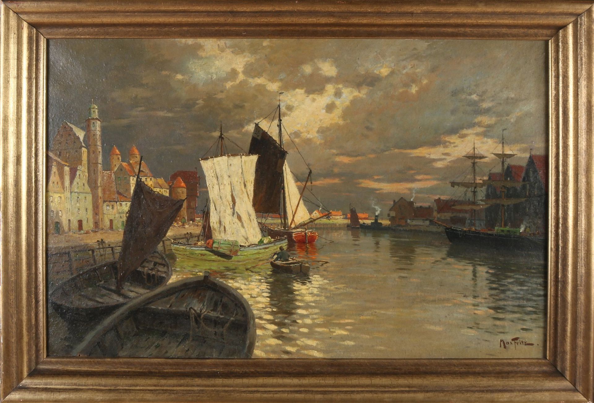 Max Fritz, North German harbor with ships