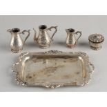 5-piece silver miniature crockery