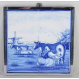 Tile panel, Farmer milking a cow